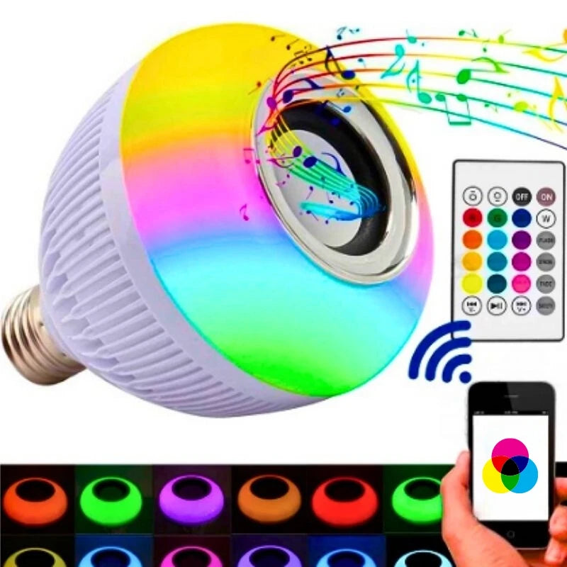 Lâmpada musical de led com caixa de som bluetooth