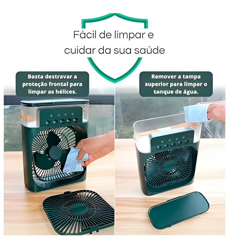 Ventilador umidificador de ar portátil com reservatório de água LED Tipo C USB -